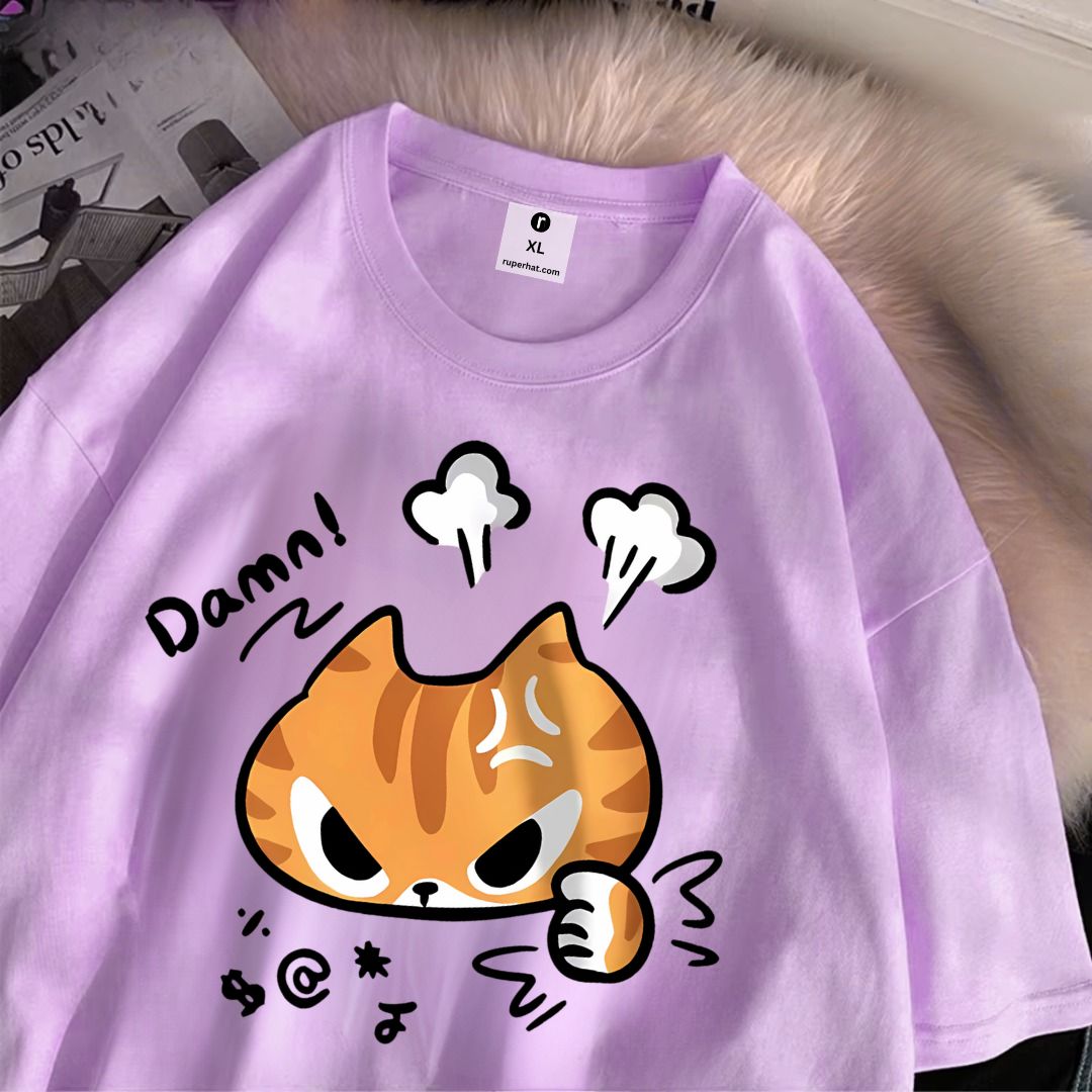 The Angry Little Cat Cotton Women Oversize T-Shirt