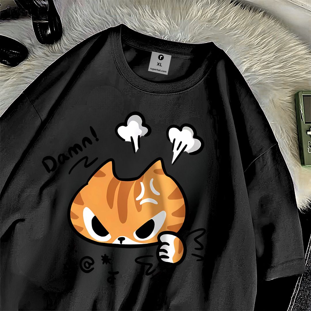 The Angry Little Cat Cotton Women Oversize T-Shirt