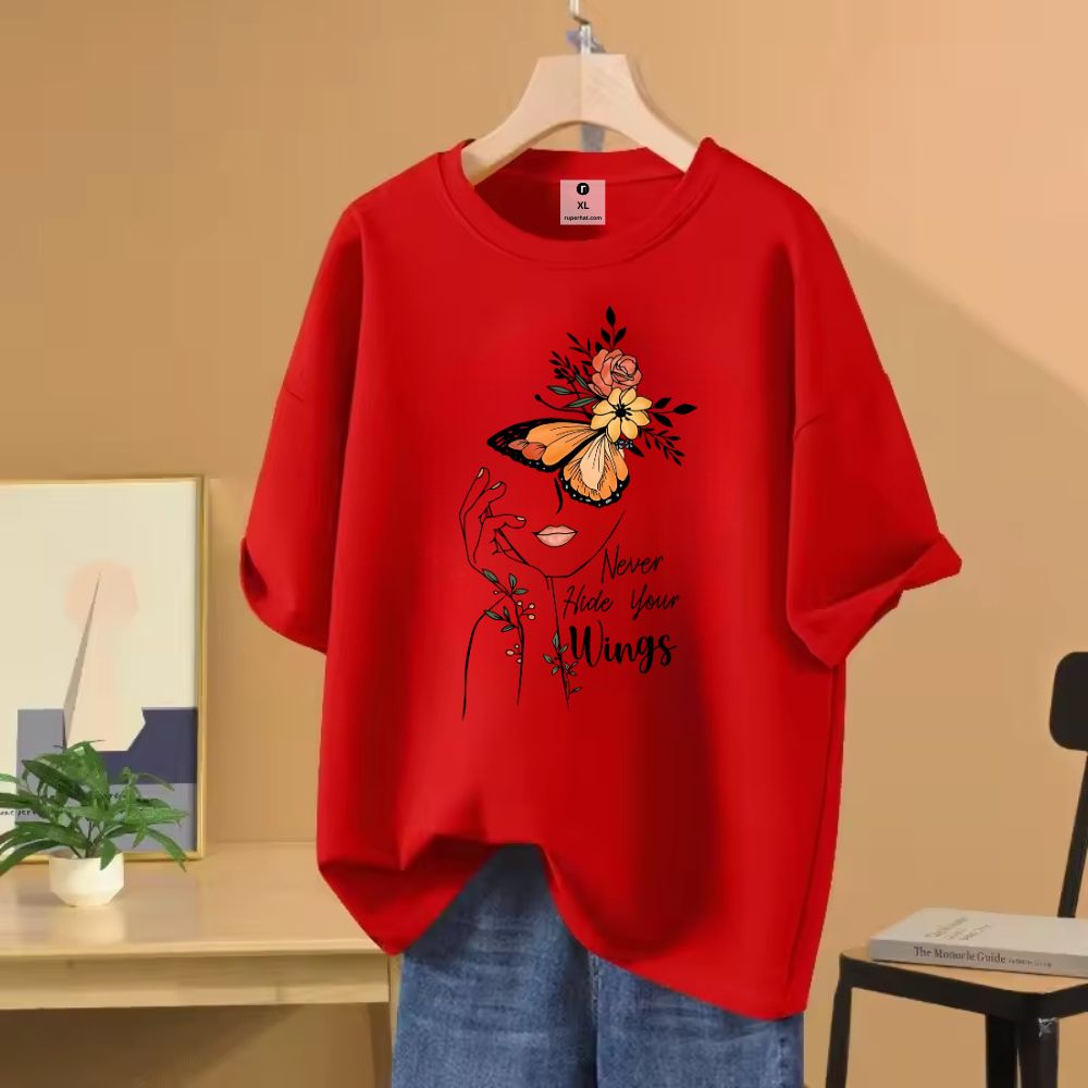 Never Hude Your Wings Oversize Drop Shoulder T-Shirt