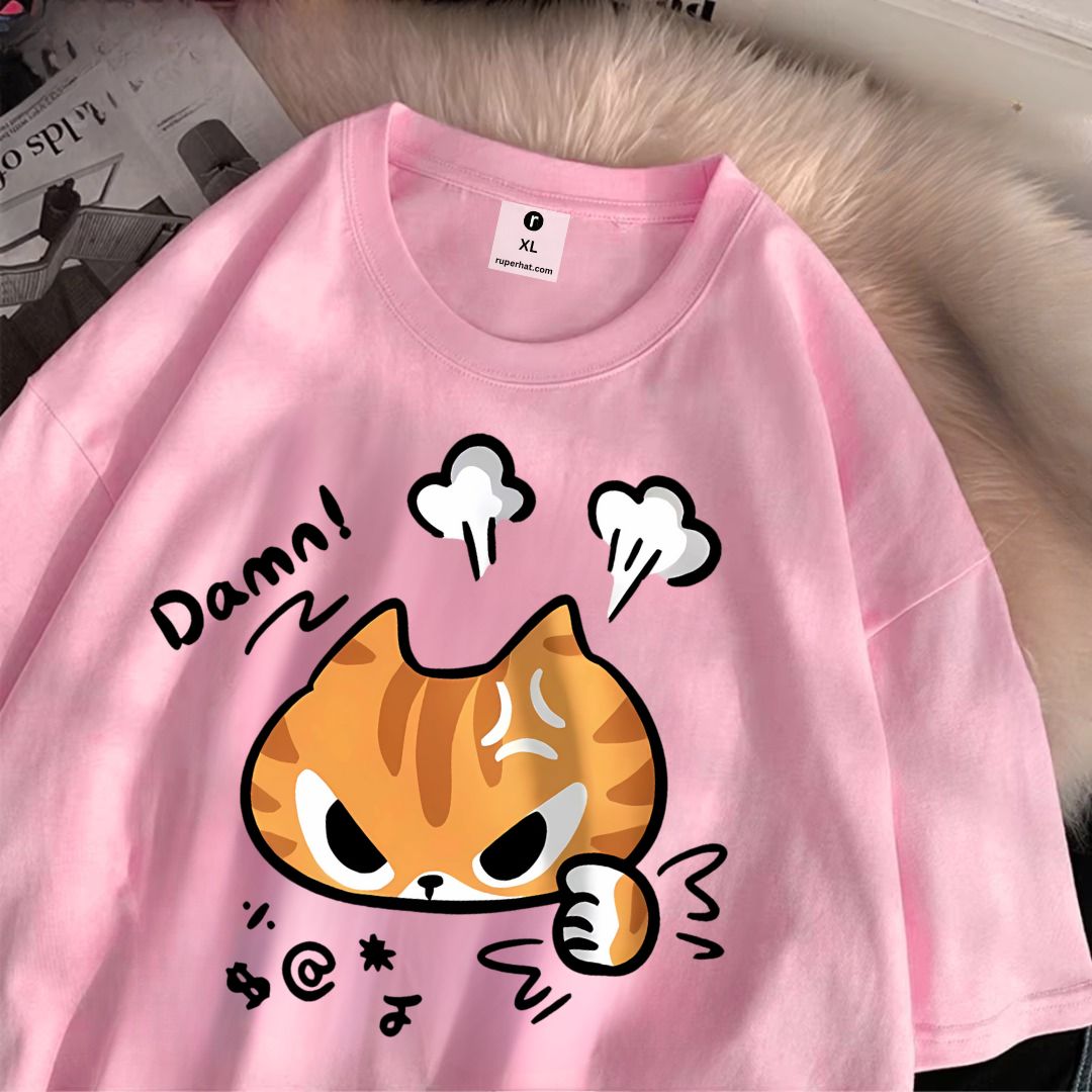 The Angry Little Cat Cotton Women Oversize T-Shirt