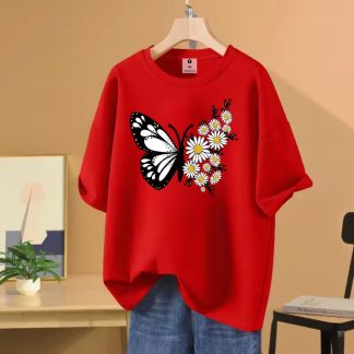 Butterfly Sunflower Design Oversize T-Shirt