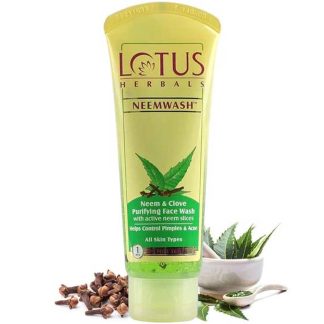 Lotus Herbals NEEMWASH Neem & Clove Ultra-Purifying Face Wash with Active Neem Slices 120g