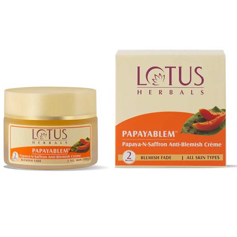 Lotus Herbals Papaya Blem Papaya-n-Saffron Anti-Blemish Cream - 50gm