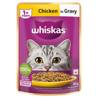 Whiskas Wet Cat Food Adult Cats 1years Chicken Gravy Flavour -80gm