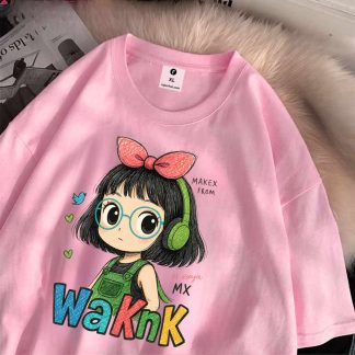 Waknk Girl Drop Shoulder T-Shirt for Women