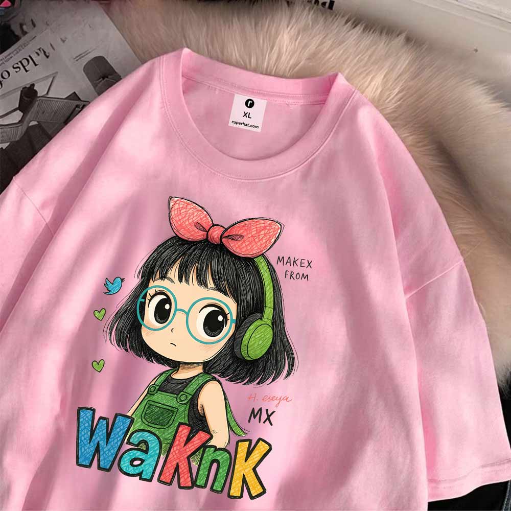 Waknk Girl Drop Shoulder T-Shirt for Women