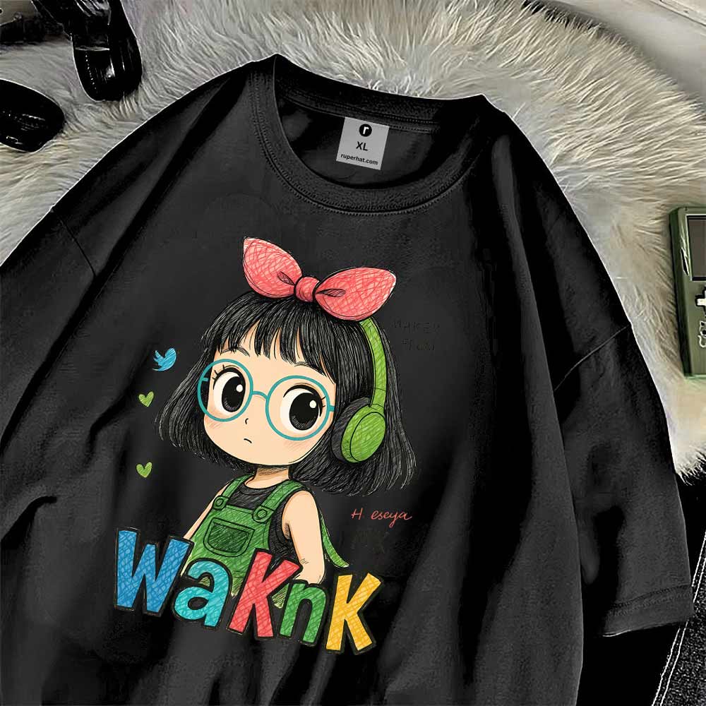 Waknk Girl Drop Shoulder T-Shirt for Women
