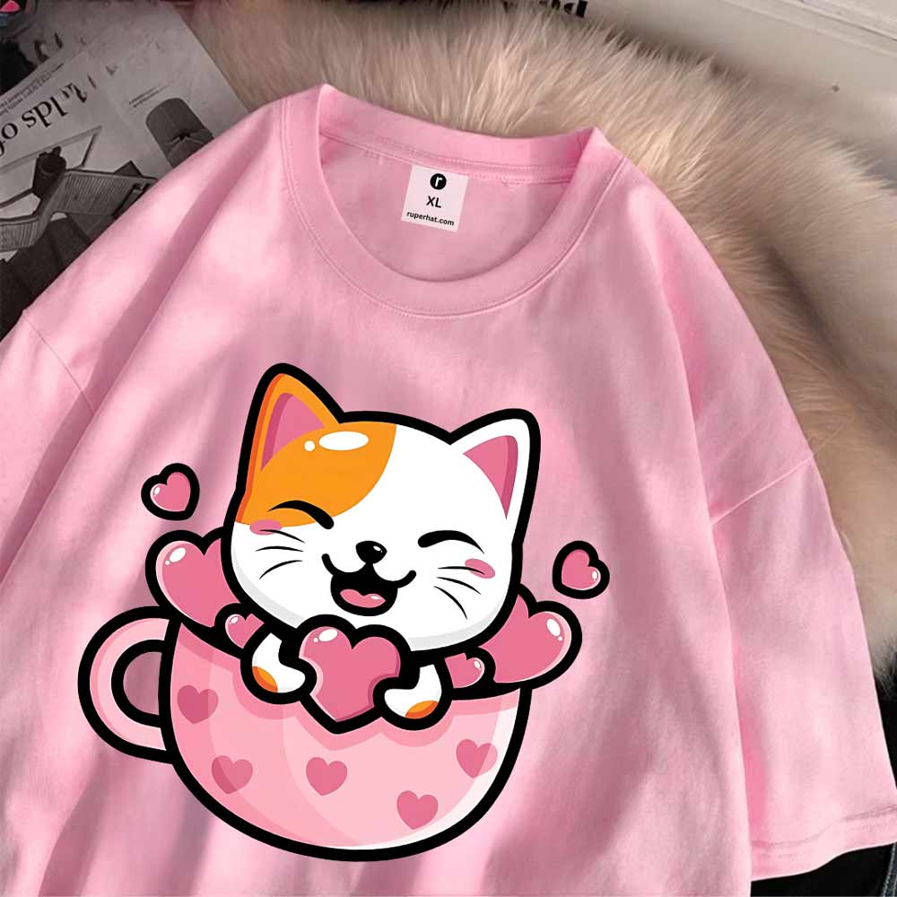 Cup of Cat Drop Shoulder T-Shirt