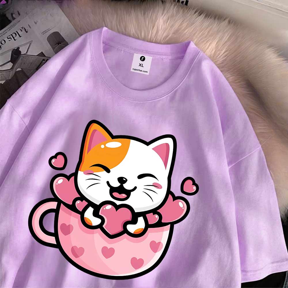 Cup of Cat Drop Shoulder T-Shirt