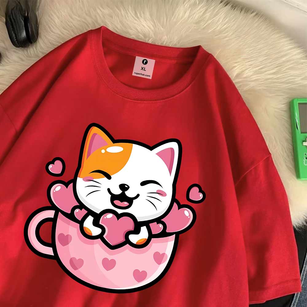 Cup of Cat Drop Shoulder T-Shirt