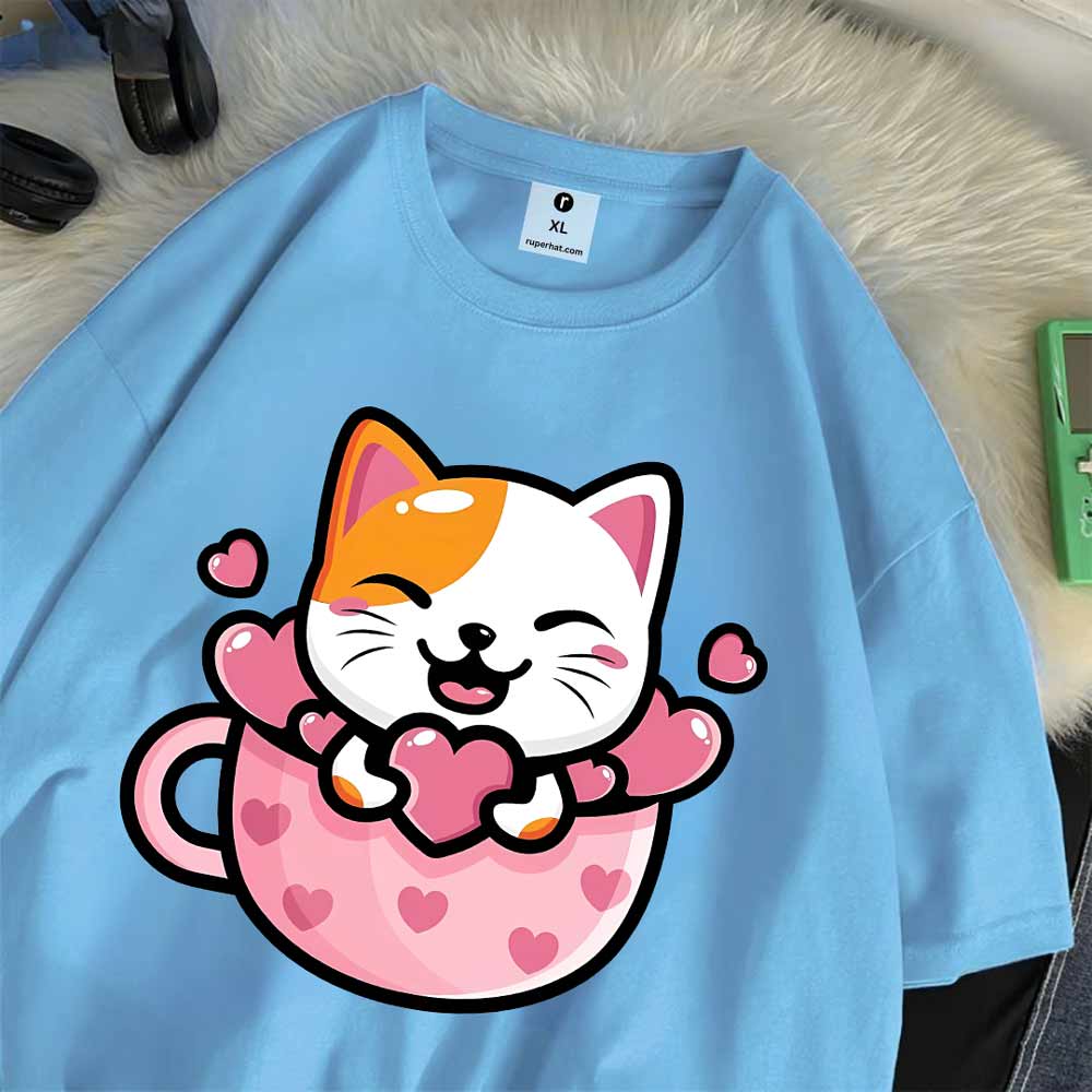 Cup of Cat Drop Shoulder T-Shirt