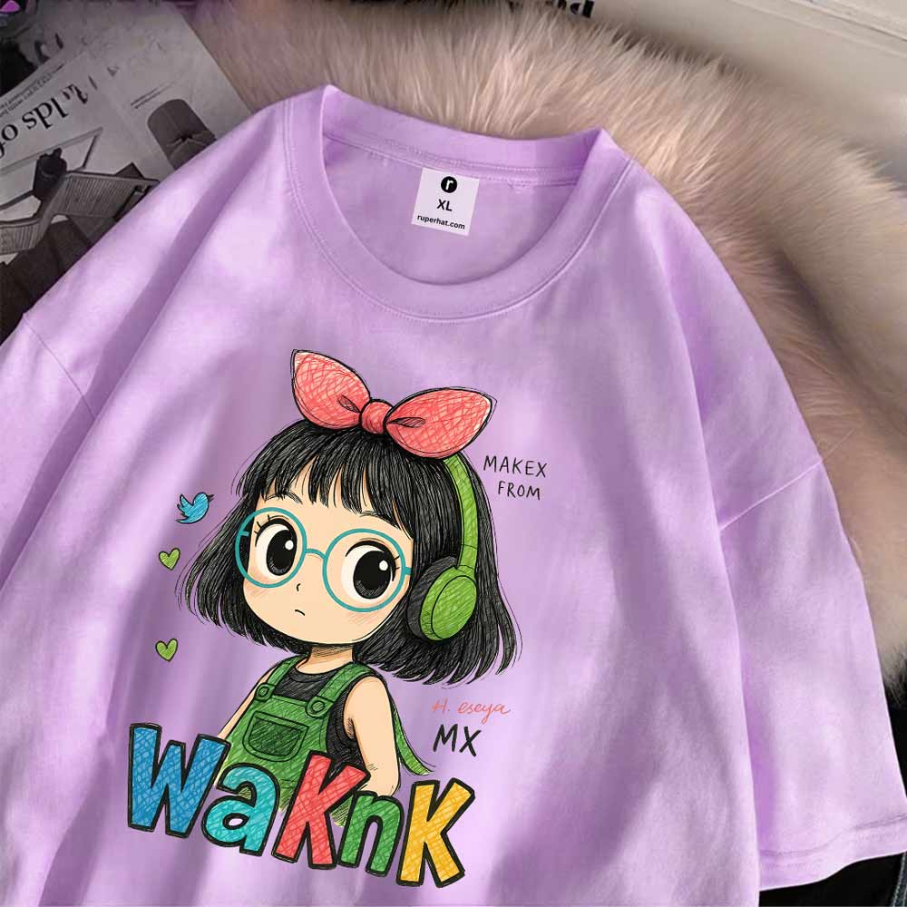 Waknk Girl Drop Shoulder T-Shirt for Women
