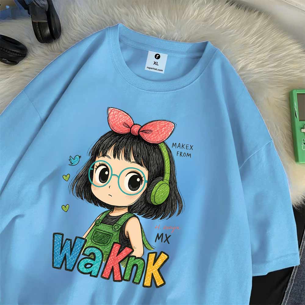 Waknk Girl Drop Shoulder T-Shirt for Women