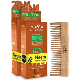 Maya All Natural Scalp and Hair Oil 100 ml (Buy 2 Get 1 Neem Wood Comb FREE)