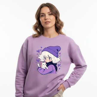 Cat Girl Long Sleeve Sweatshirt For Women