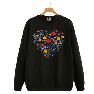 Flower love print sweatshirt for women