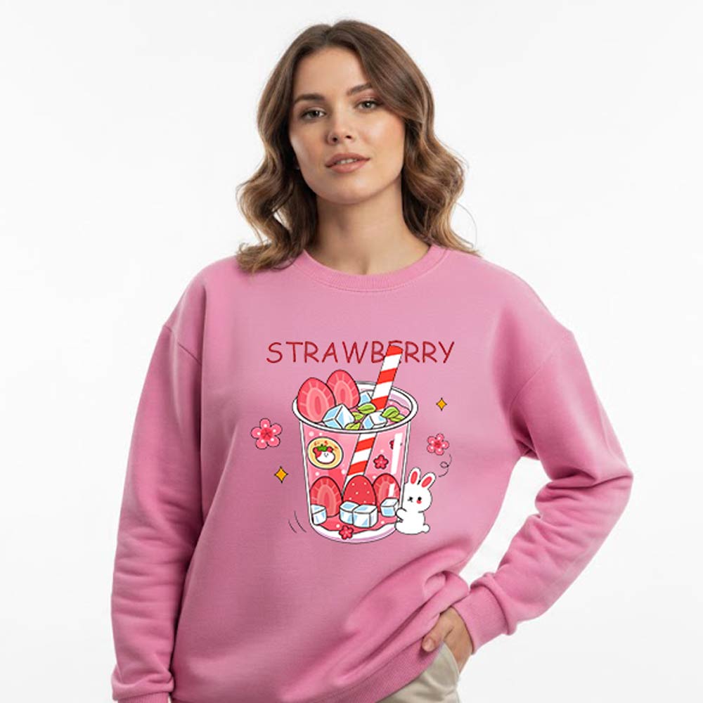 Strawberry design sweatshirt for women