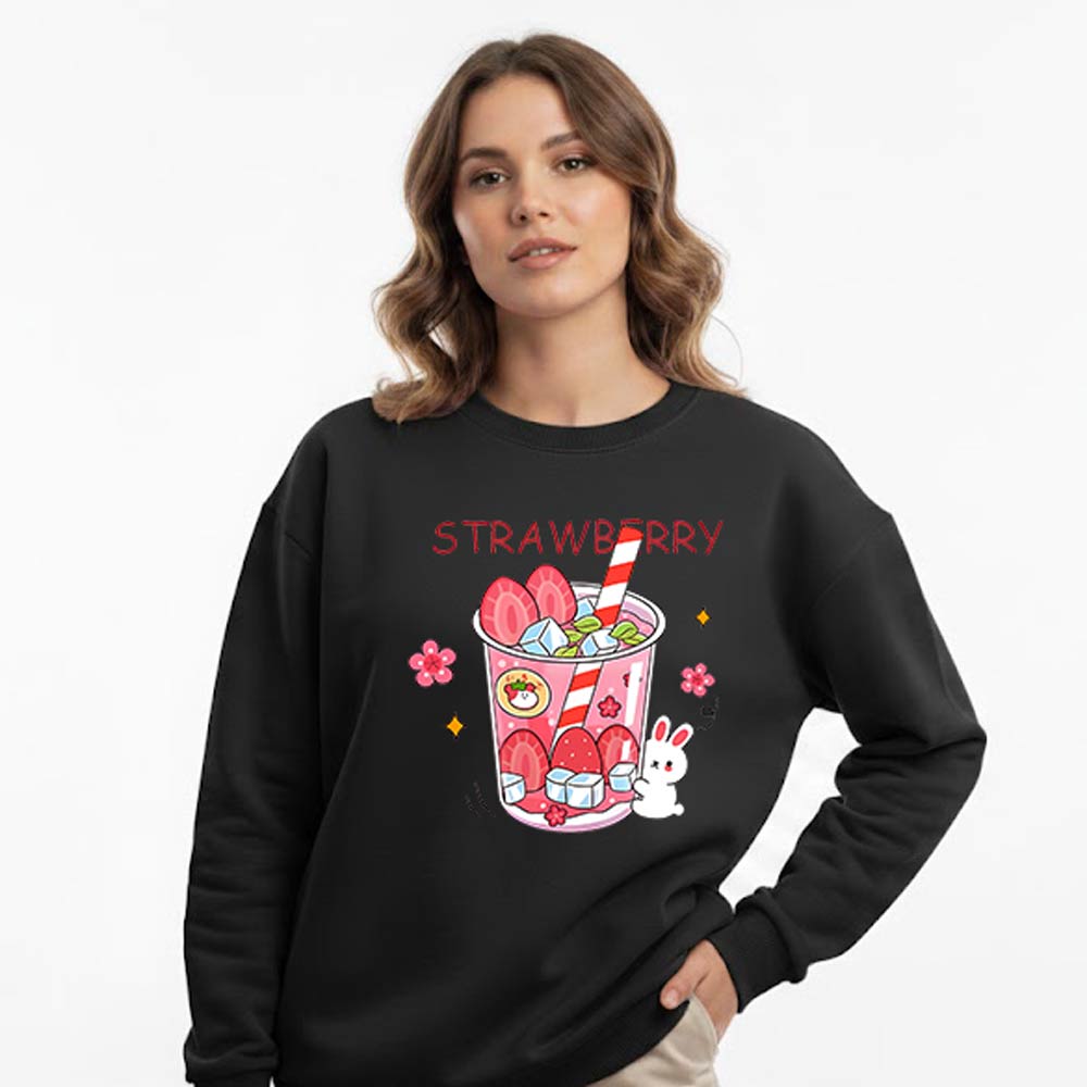 Strawberry design sweatshirt for women