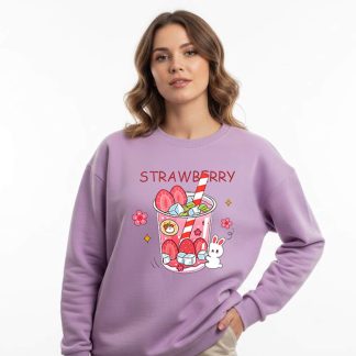 Strawberry design sweatshirt for women