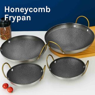 Honeycomb Nonstick Iron Deep Two Handled Frying Pan Set - 4pcs