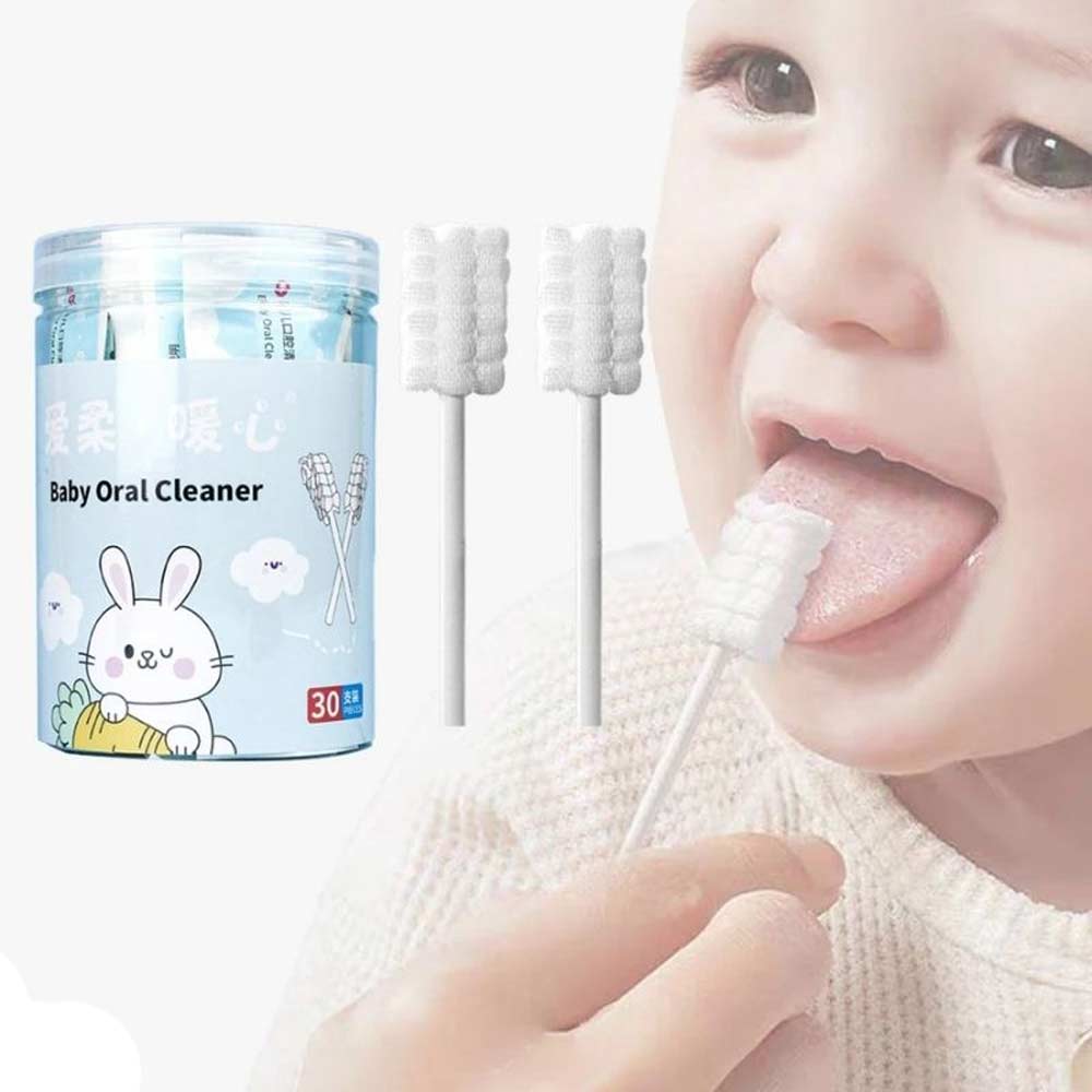 Baby oral cleaning cotton swab gauze toothbrush 30pcs box