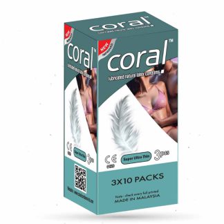 Coral Super Ultra Thin Lubricated Natural Latex Condom - Full Box 3x10=30pcs