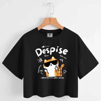 Despise Oversize Drop Shoulder Crop T-shirt