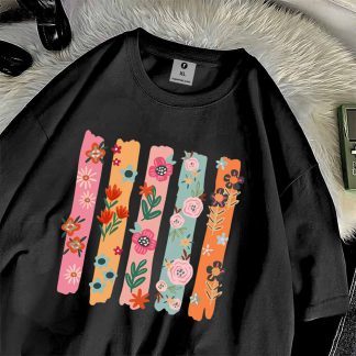 Floral Pattern Design Drop Shoulder T-Shirt
