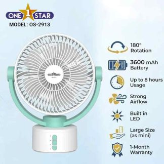 One Star OS 2913 Mini Rechargeable Fan – 3600mAh