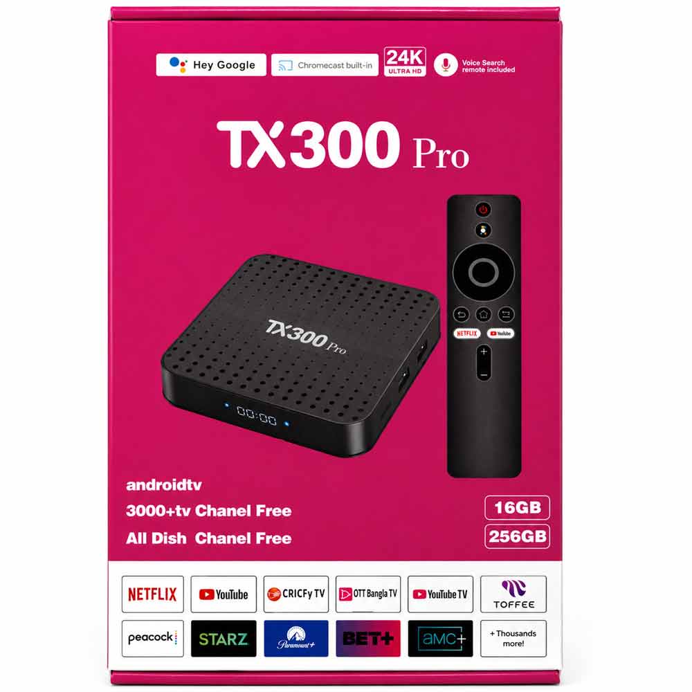 TX300 Pro Android TV Box (16GB RAM 256GB Storage)