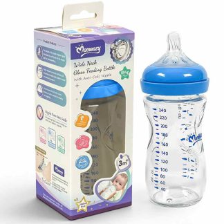 Momeasy Wide Neck Glass Feeding Bottles 3m+ - 240ml