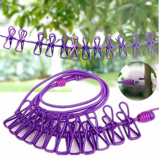 Portable Clothing Clothesline with 12 Clips