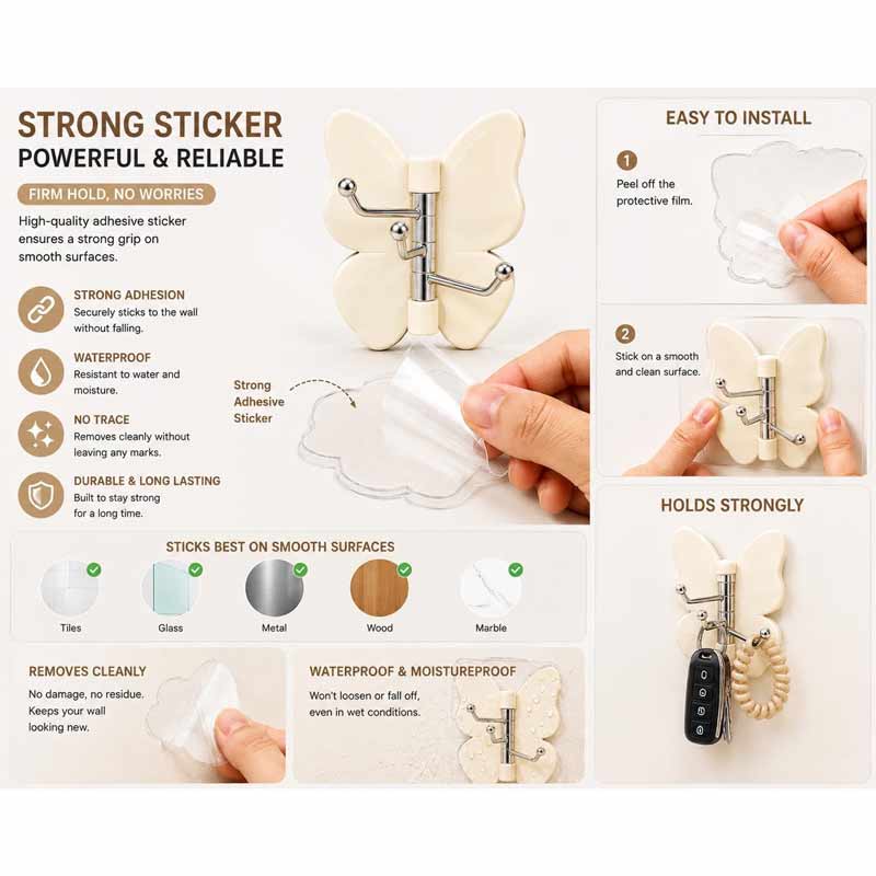 Rotating Butterfly Adhesive Wall Hooks