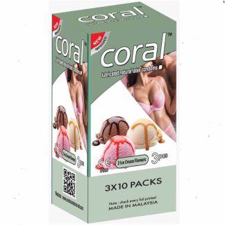 Coral Condom Ice Cream Flavors Full Box – 30pcs