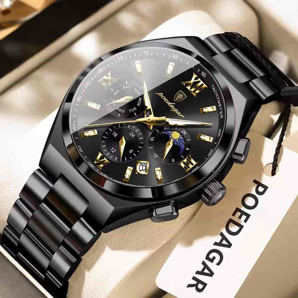 POEDAGAR 688 Luxury Business Man Wristwatch Black