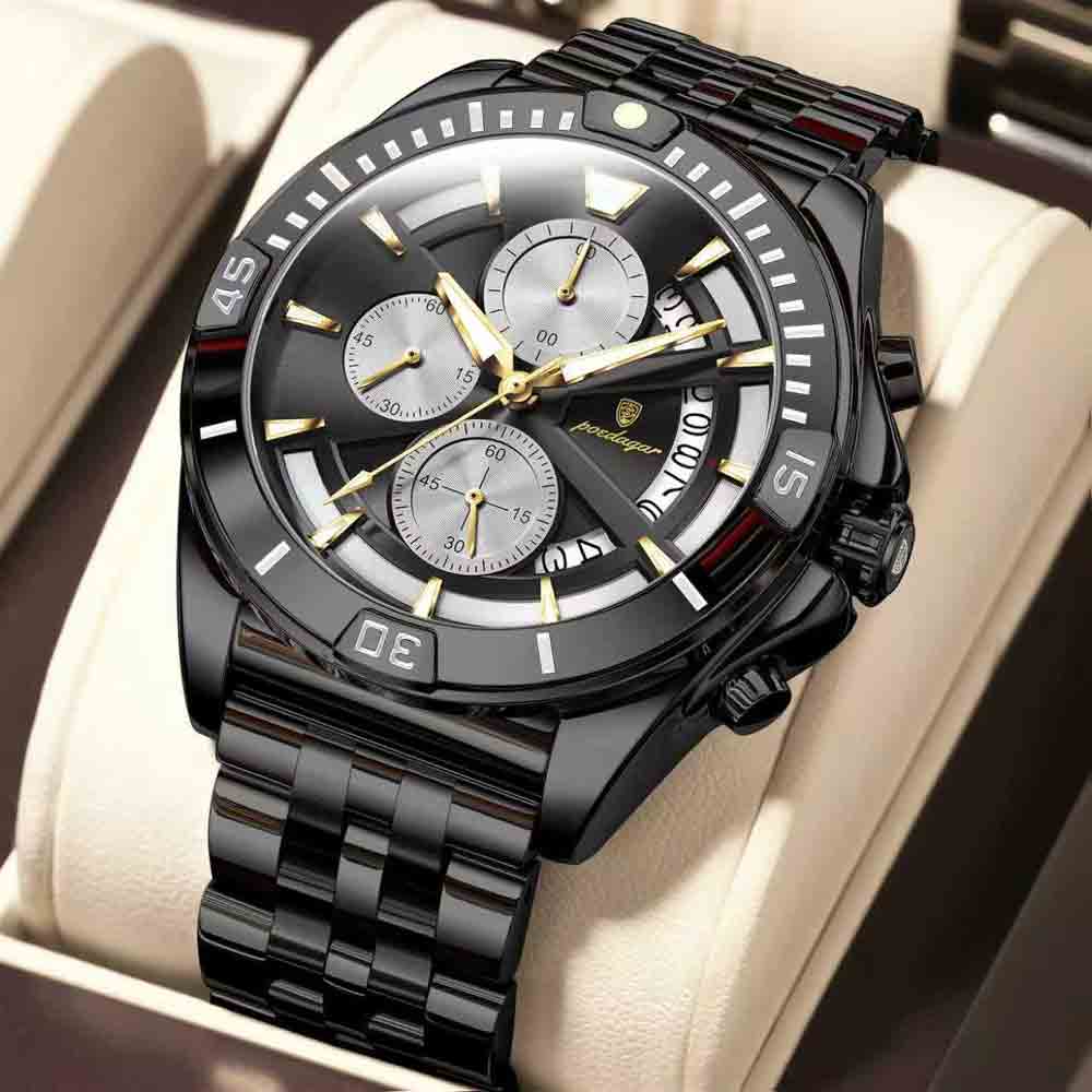 POEDAGAR 695 Luxury Fashion Chronograph Men’s Watch – Black