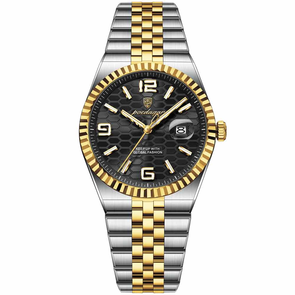 POEDAGAR 839 High Quality Original Men’s Watch Gold Black