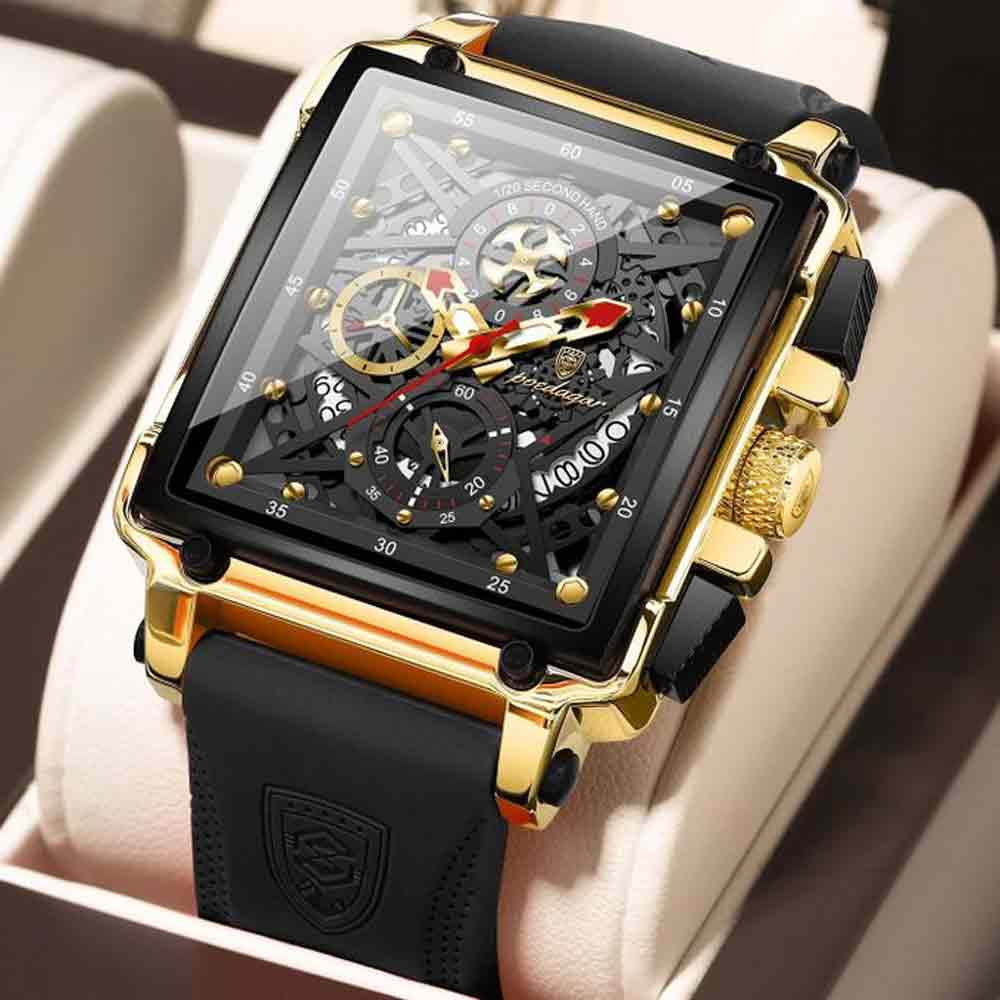 POEDAGAR 840 Luxury Square Chronograph Men’s Quartz Watch - Image 3