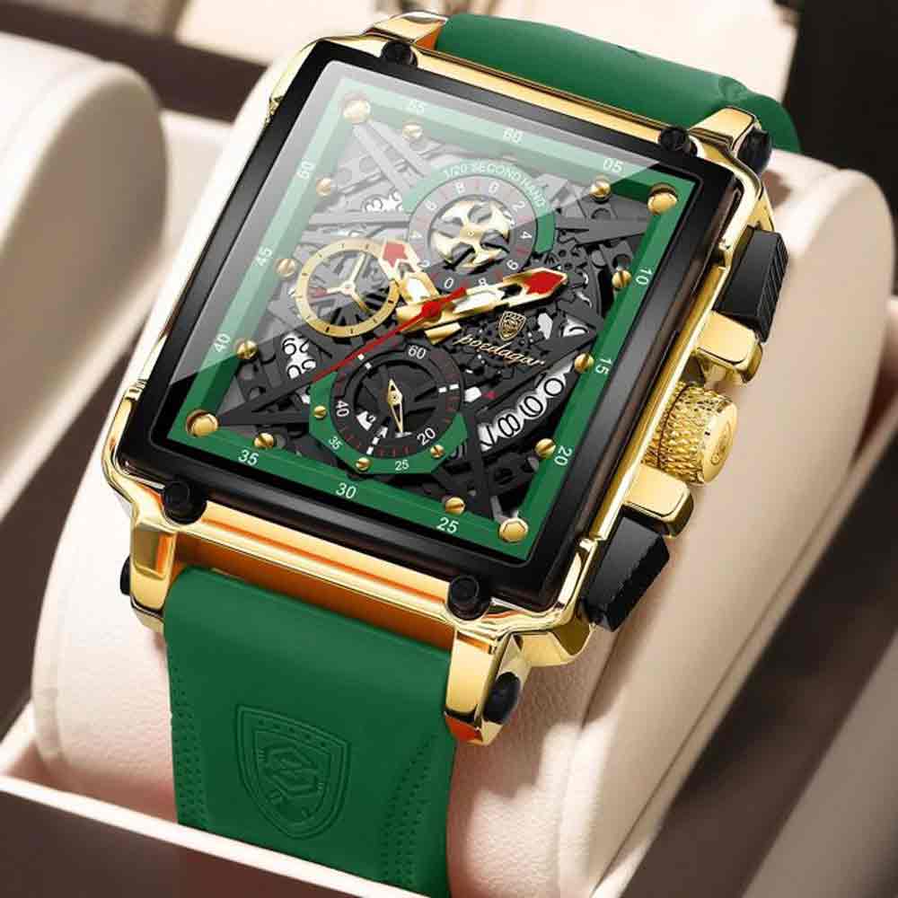 POEDAGAR 840 Luxury Square Chronograph Men’s Quartz Watch - Image 5
