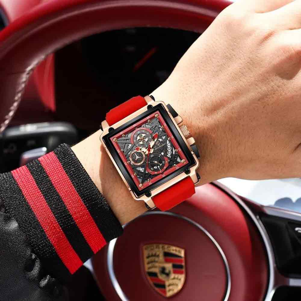 POEDAGAR 840 Luxury Square Chronograph Men’s Quartz Watch