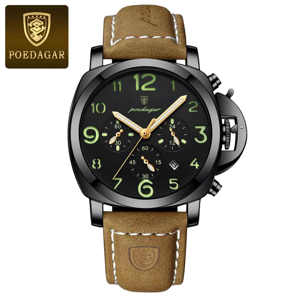 POEDAGAR 859 Luxury Sports Waterproof Luminous Men's Watch Black
