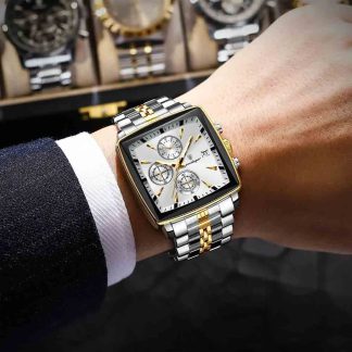 POEDAGAR 866 Luxury Square Business Man Wristwatch