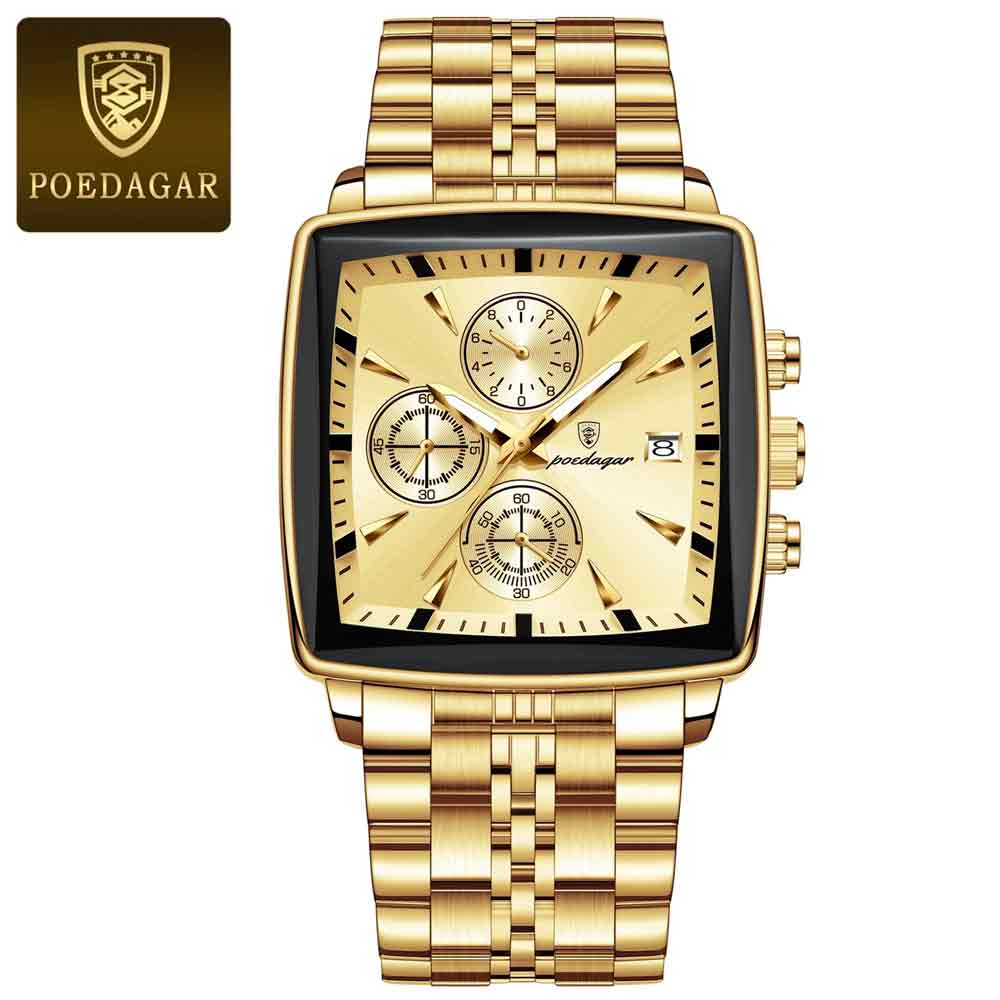 POEDAGAR 866 Luxury Square Business Man Wristwatch - Image 4