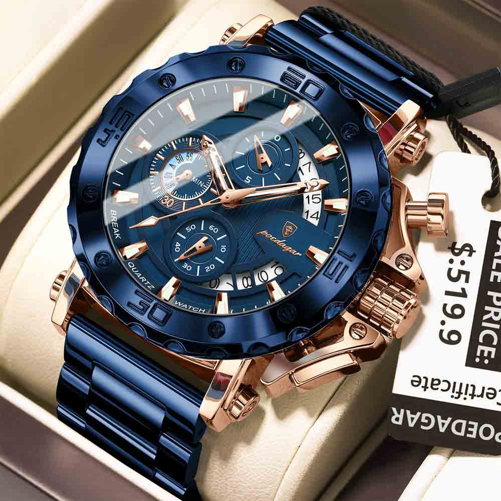 POEDAGAR 892 2025 Men’s Chronograph Quartz Watch - Image 5