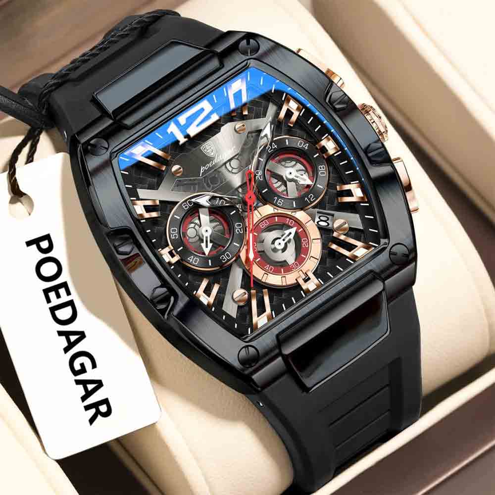 POEDAGAR 9051 Luxury For Men Watch – Black